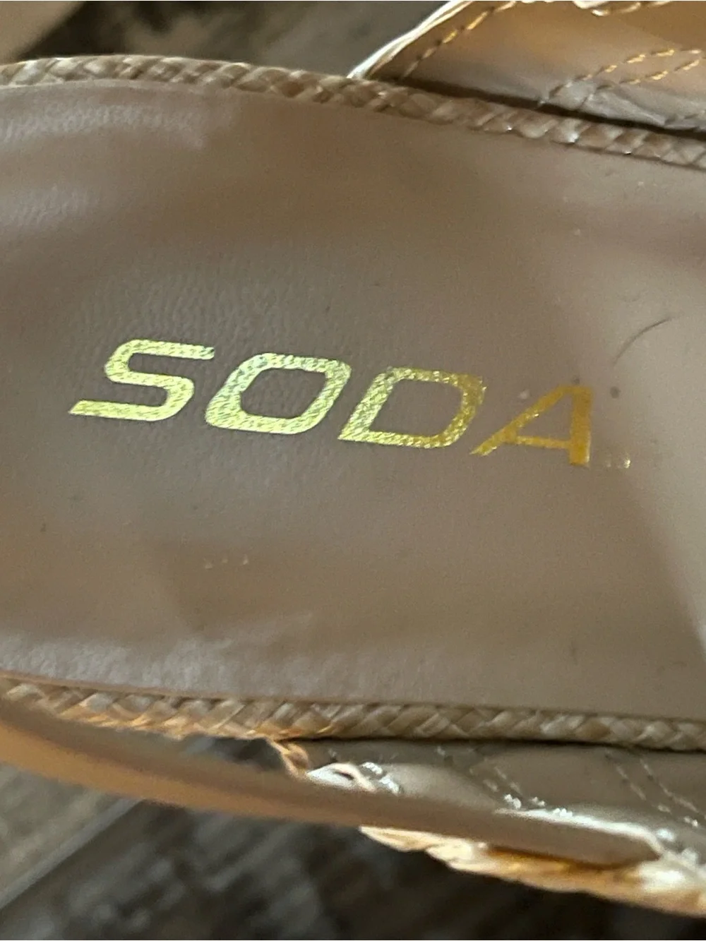 Woven Cream Platform Sandals with Ankle Strap by Soda